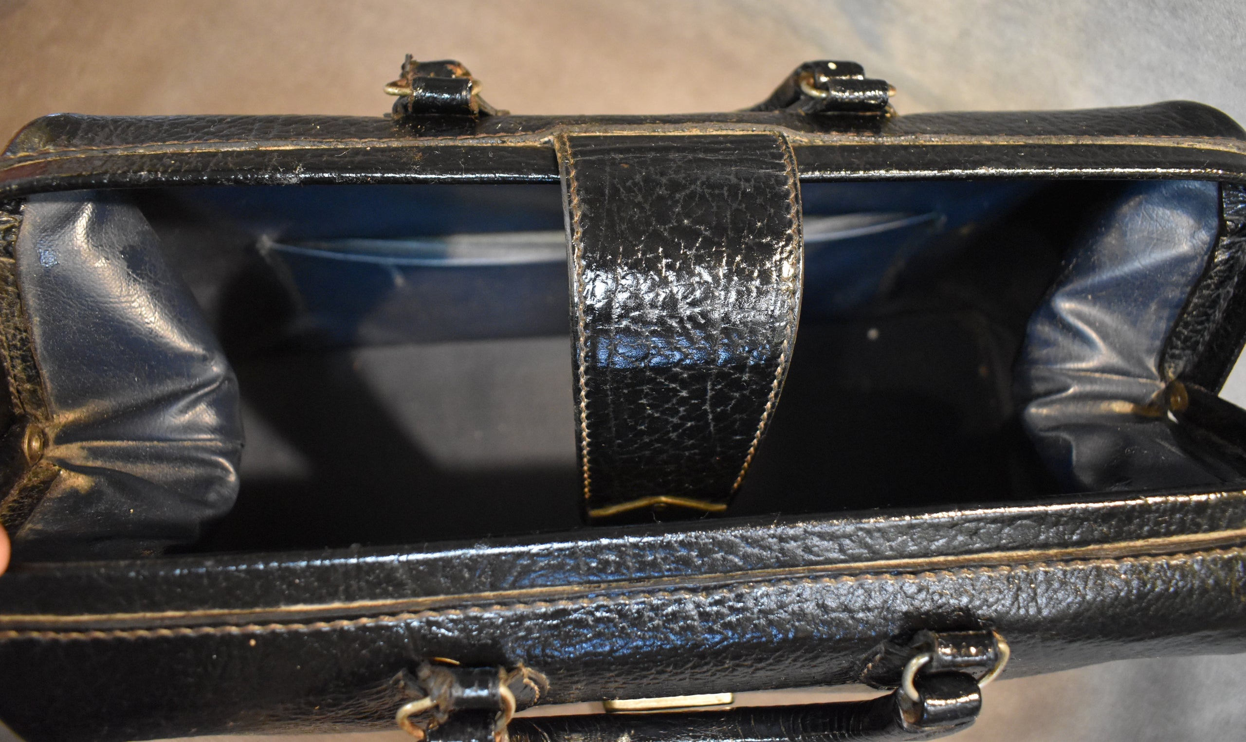 1920's Black Cowhide Leather Doctor's Bag by Kruse